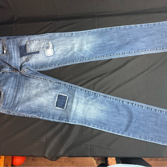 Stylish Blue Denim Jeans with Patchwork - Picture 3 of 10